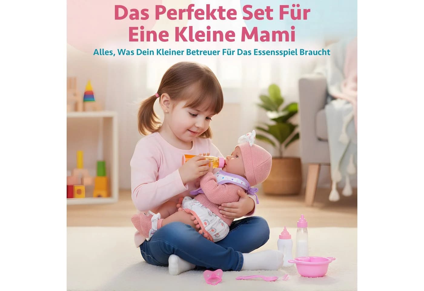 Kinderplay Dolls & Strollers Puppen Schnuller Fütter-Set Magische Flaschen Rollenspiel