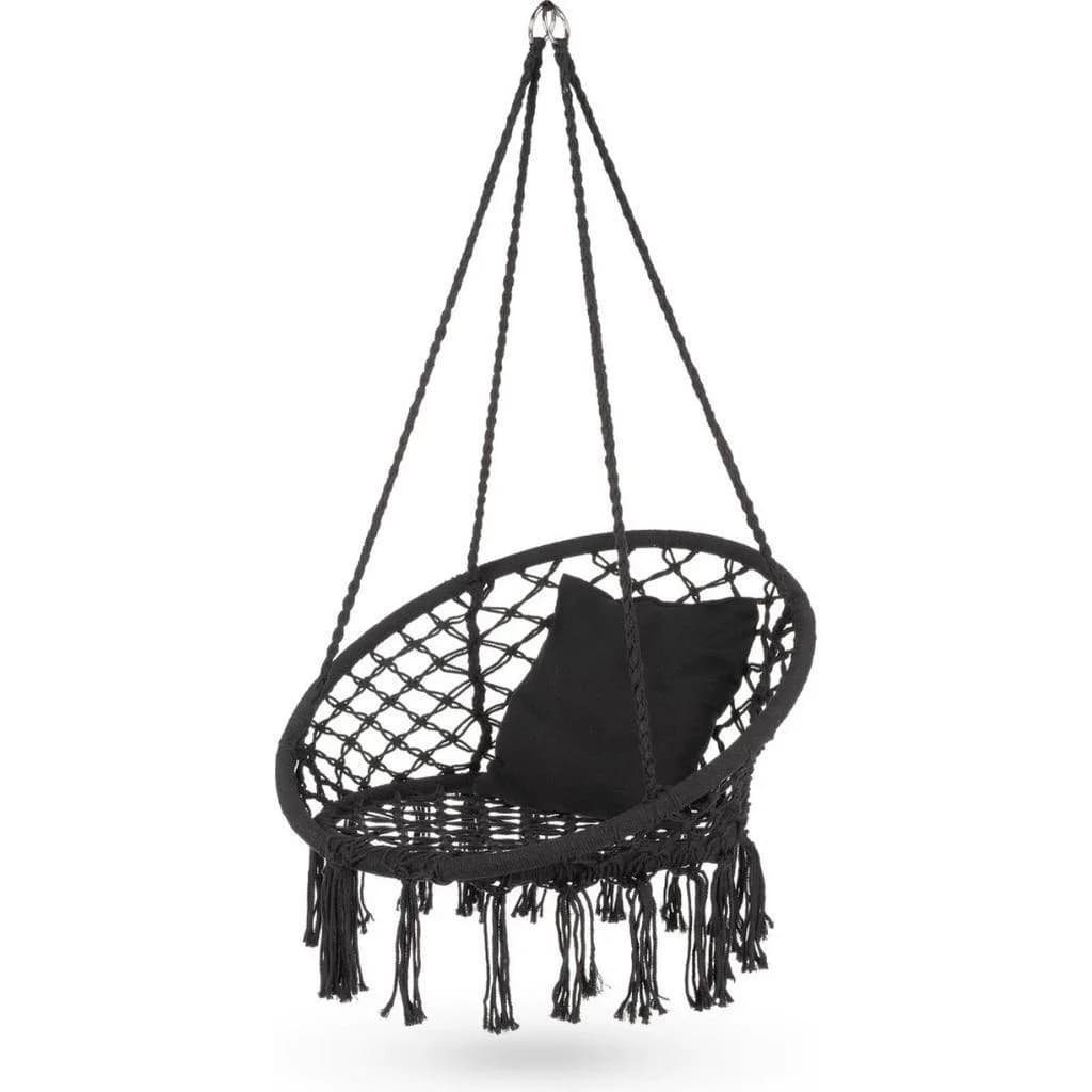 Luverno Hängesessel Schwarz Baumwolle Boho-Stil