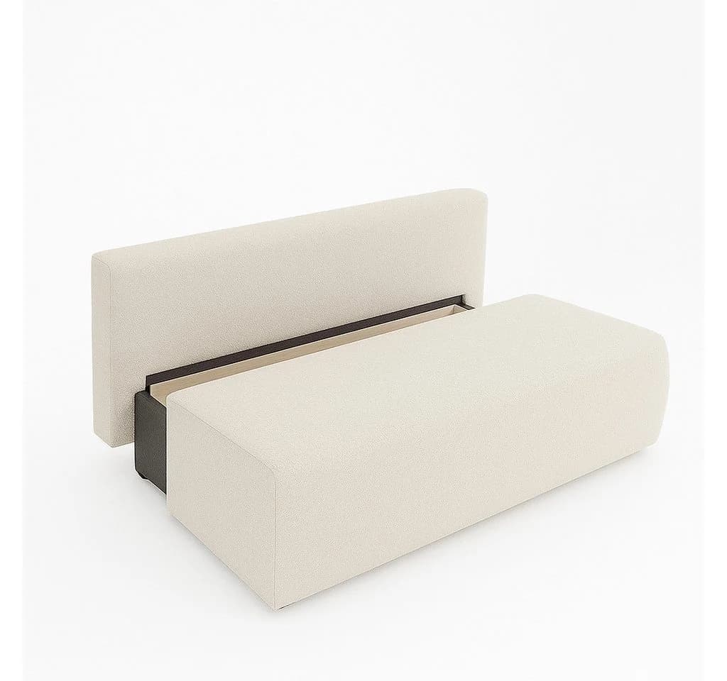 Muffo Sofa LILY Weiß mit Schlaffunktion und Dekokissen