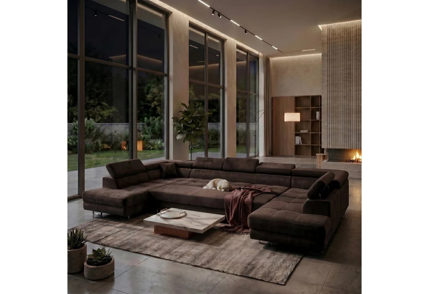 Muffo Ecksofa WILD Maxi U2 Braun mit Schlaffunktion und Bettkasten