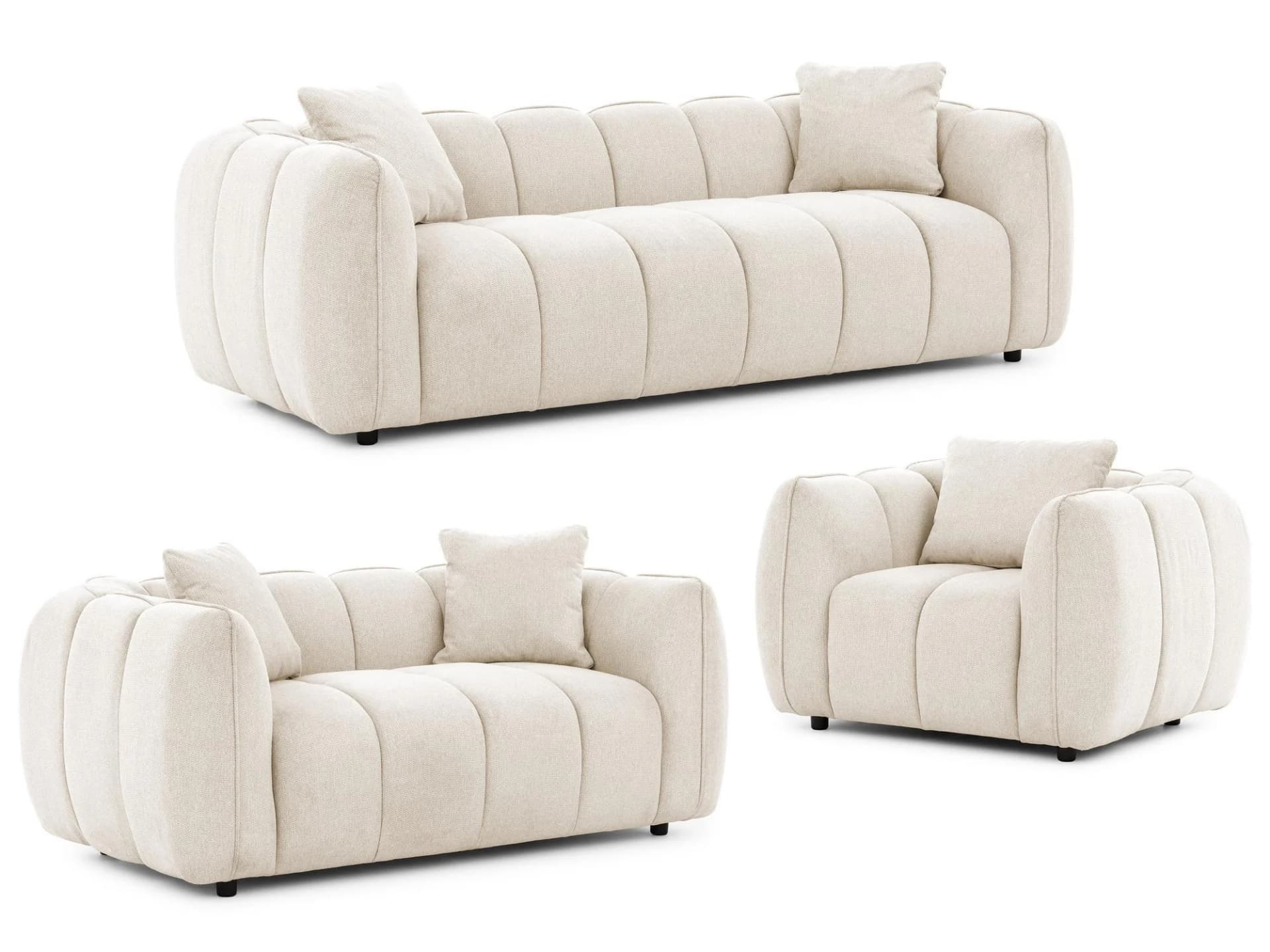 SITZGARNITUR 3+2+1 Nubira Beige Strukturstoff Modern