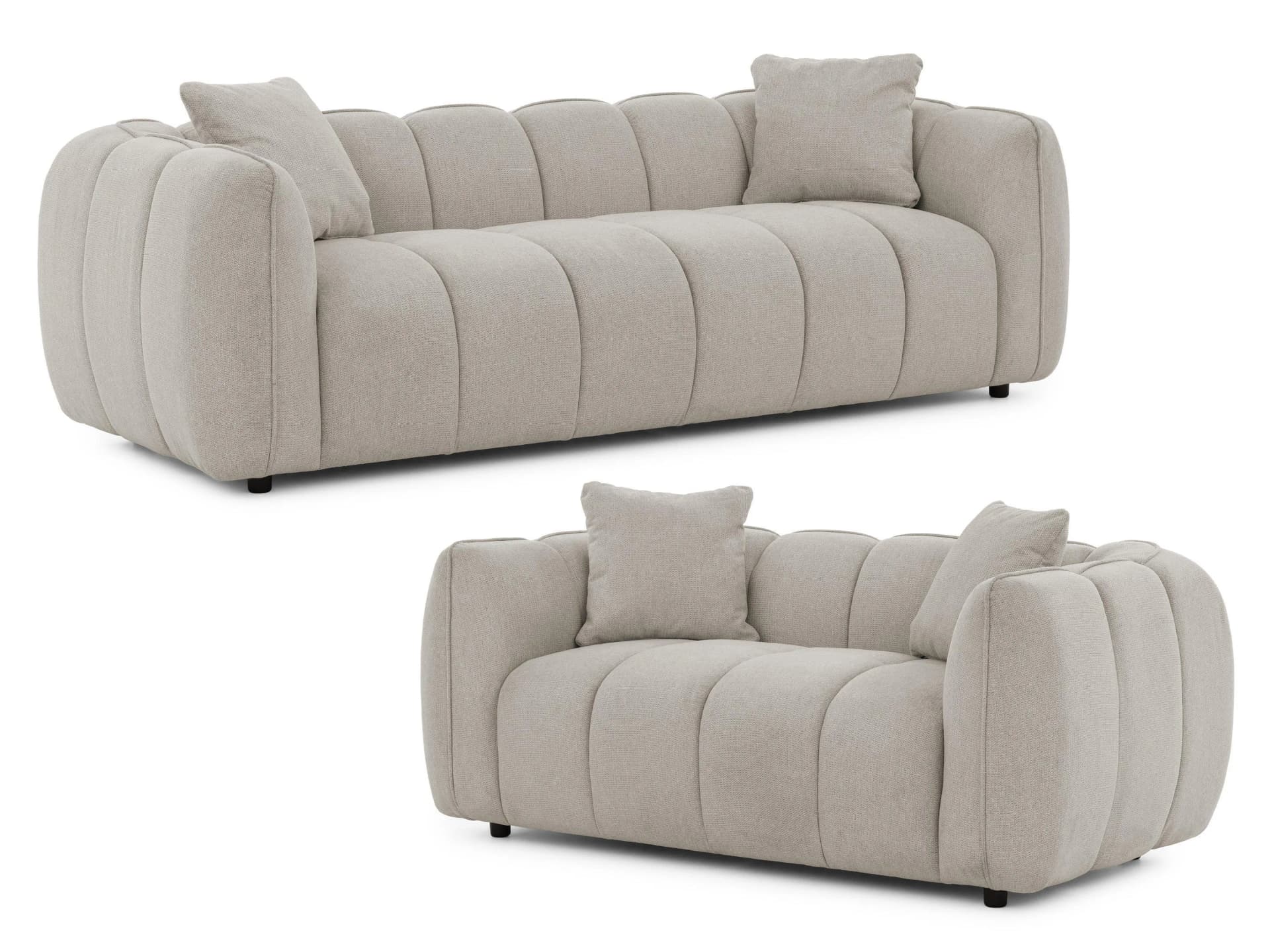 SITZGARNITUR 3+2 Nubira Taupe Strukturstoff Modern