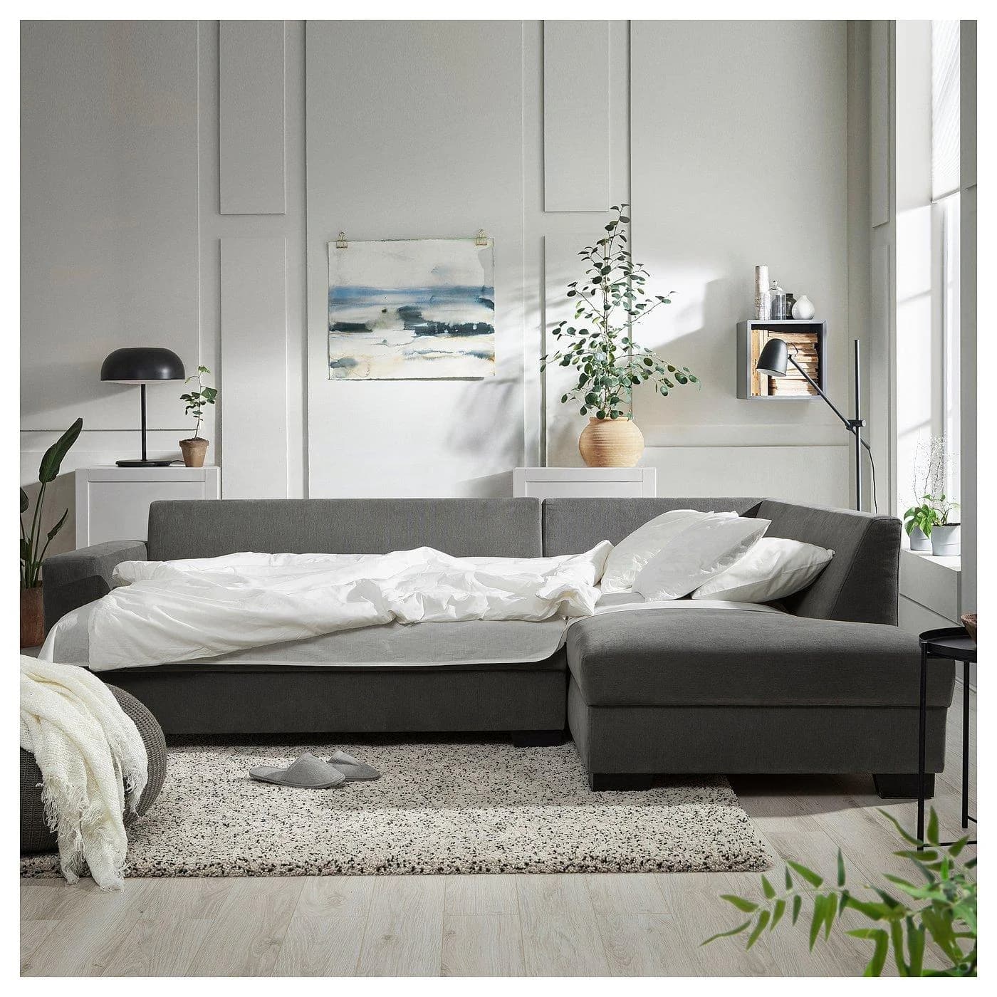 IKEA SÖRVALLEN 3er-Eckbettsofa Grau Skandinavisch
