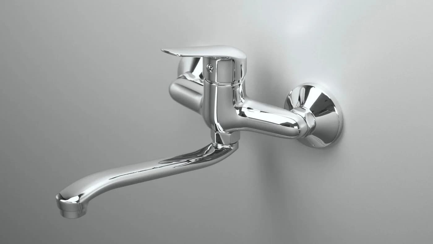Deante Küchenarmatur Einhebelmischer Wandmontage Schwenkbar Chrom