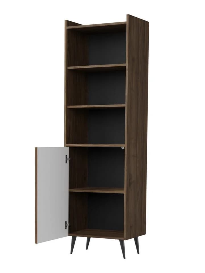 Compleo Bücherregal Standregal Modern Braun Schwarz Push-to-Open