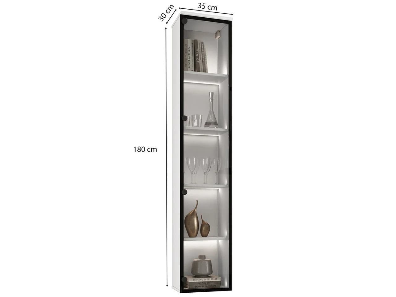 MOEBLINE Hängevitrine FIVO 03 Weiß Glas