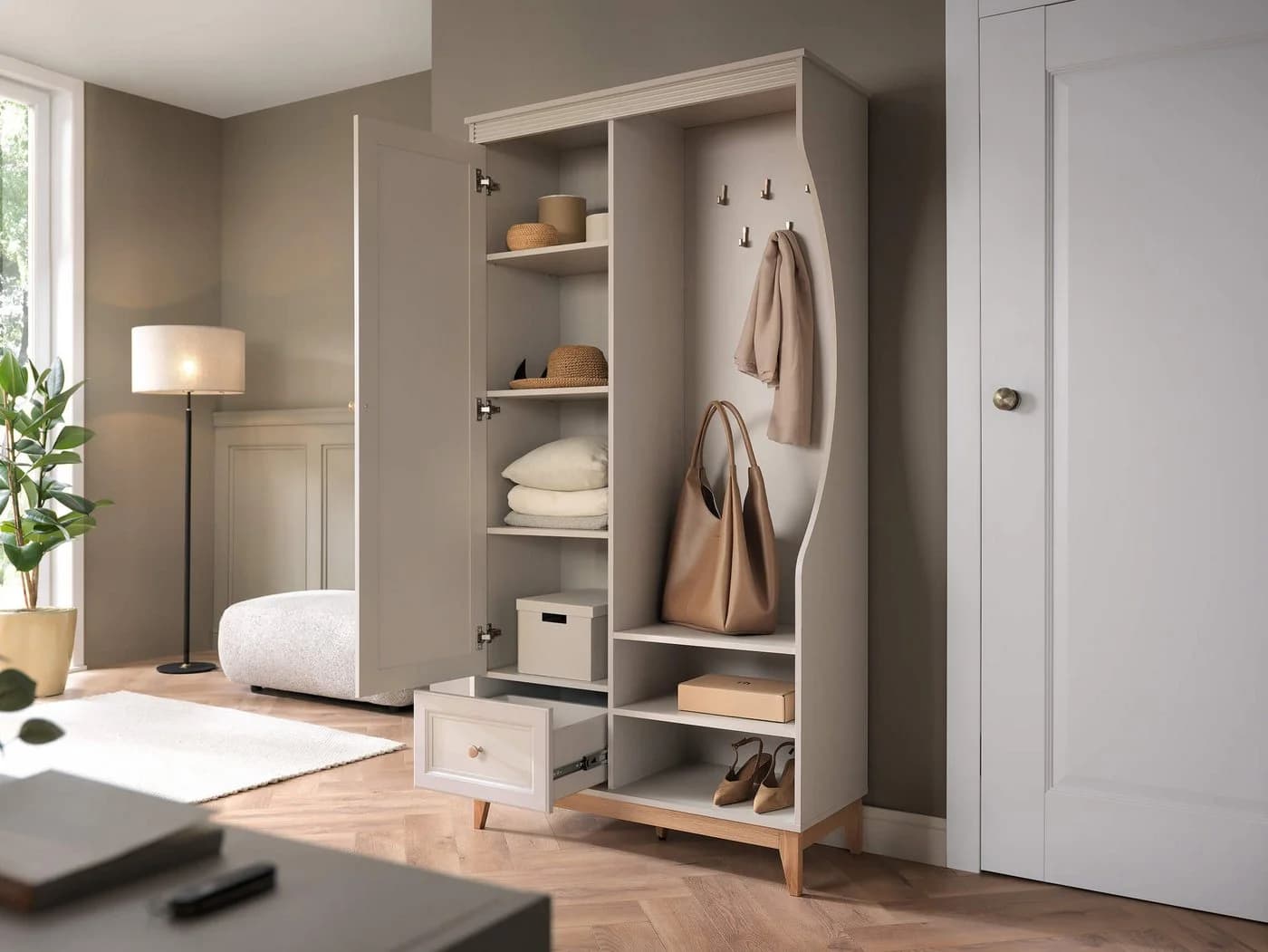 Beautysofa Garderobenschrank Charlott Kaschmir