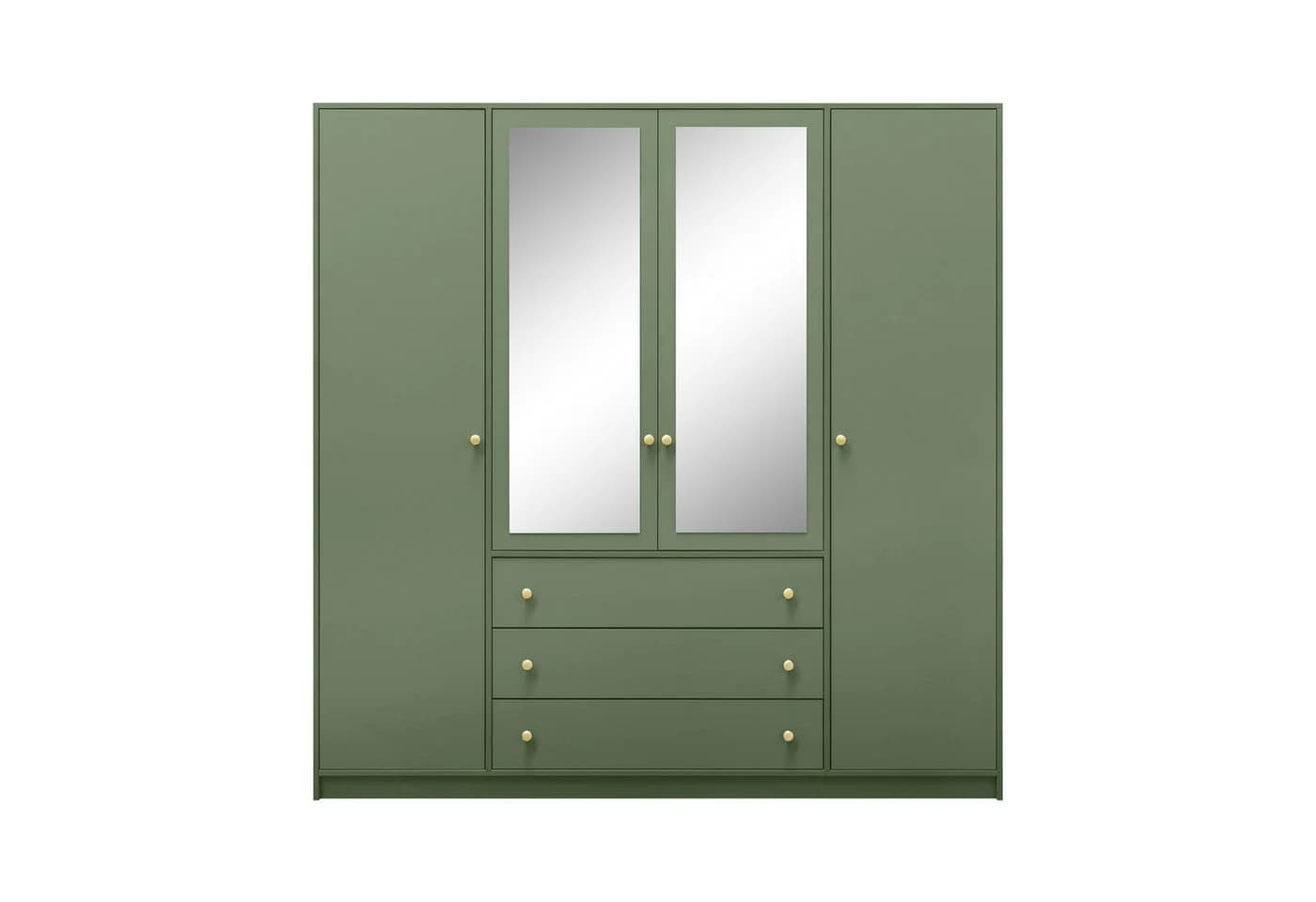 Beautysofa Kleiderschrank mit Spiegel und 3 Schubladen Grün
