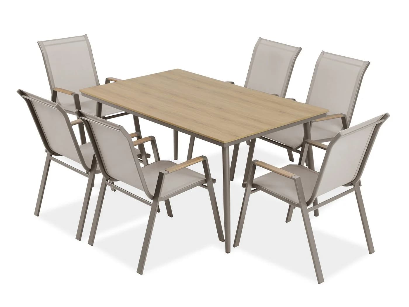 Beautysofa Garten-Essgruppe VALENCIA 7-tlg. Taupe Polywood
