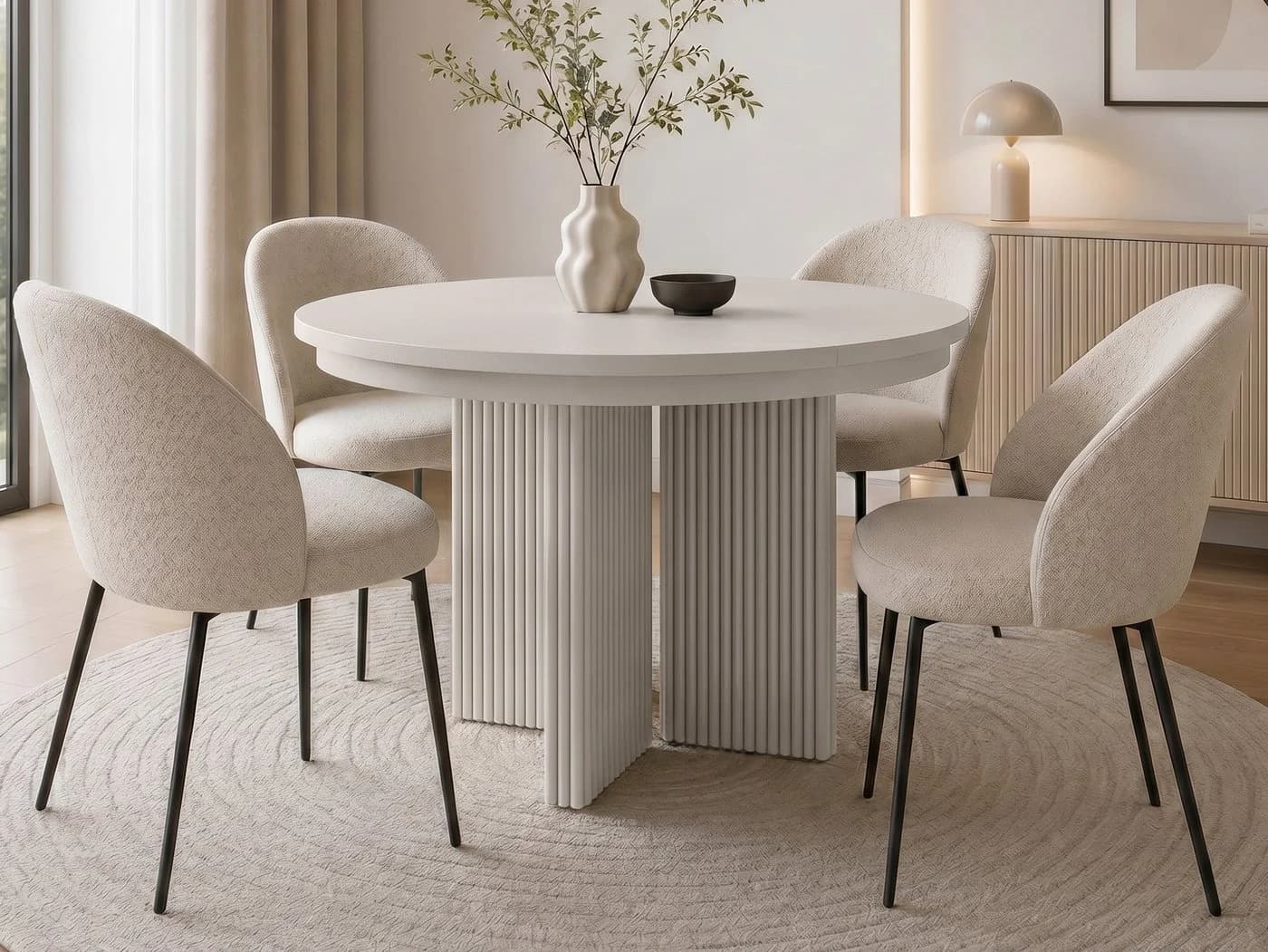 Beautysofa Esstisch PRESTIGE Ausziehbar Beige Metall