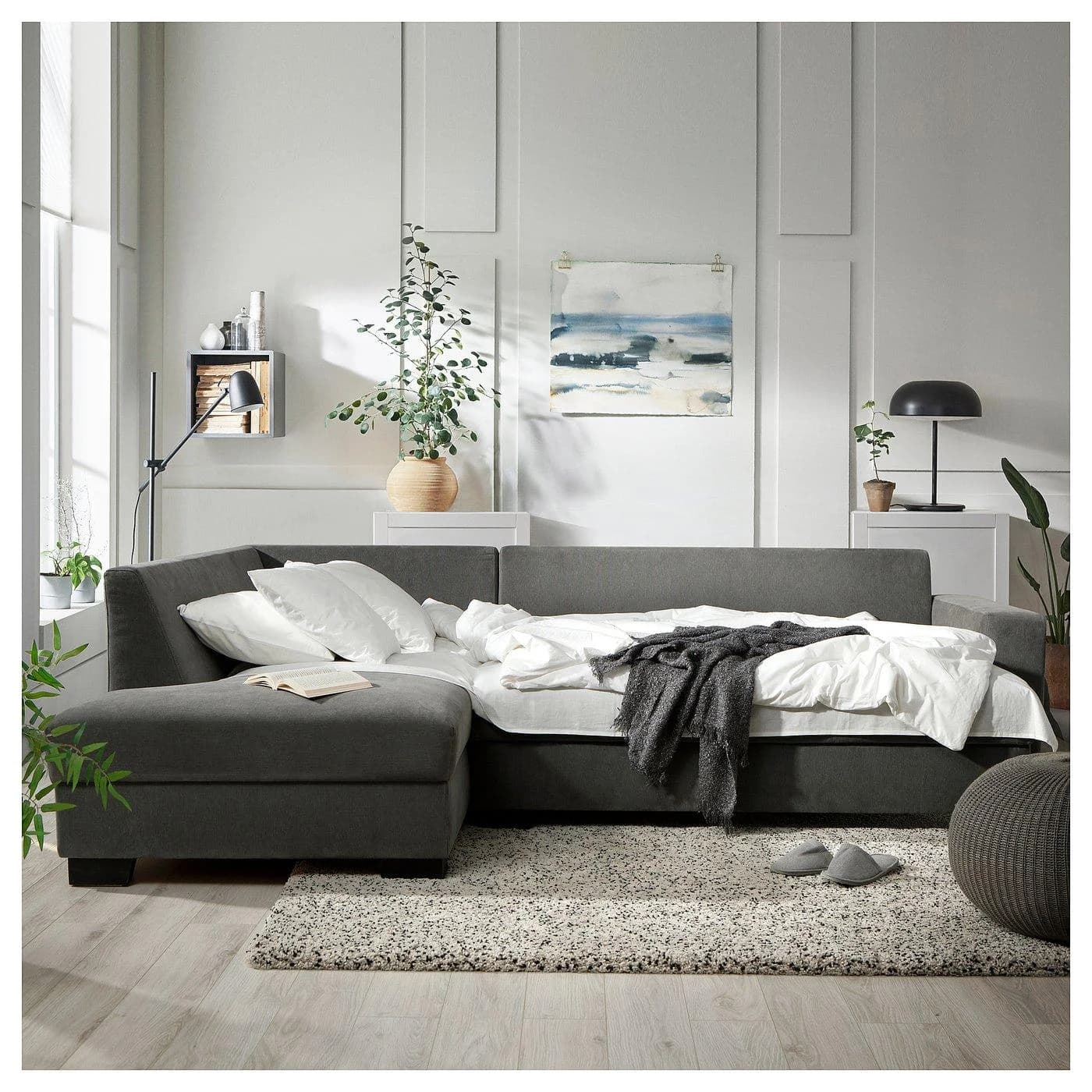 IKEA SÖRVALLEN 3er-Eckbettsofa Grau Skandinavisch
