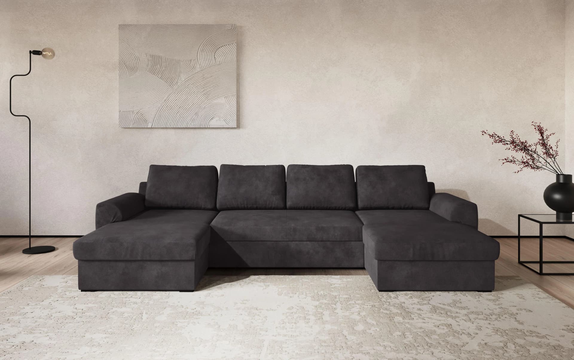COTTA Drift U-Form Wohnlandschaft Schwarz