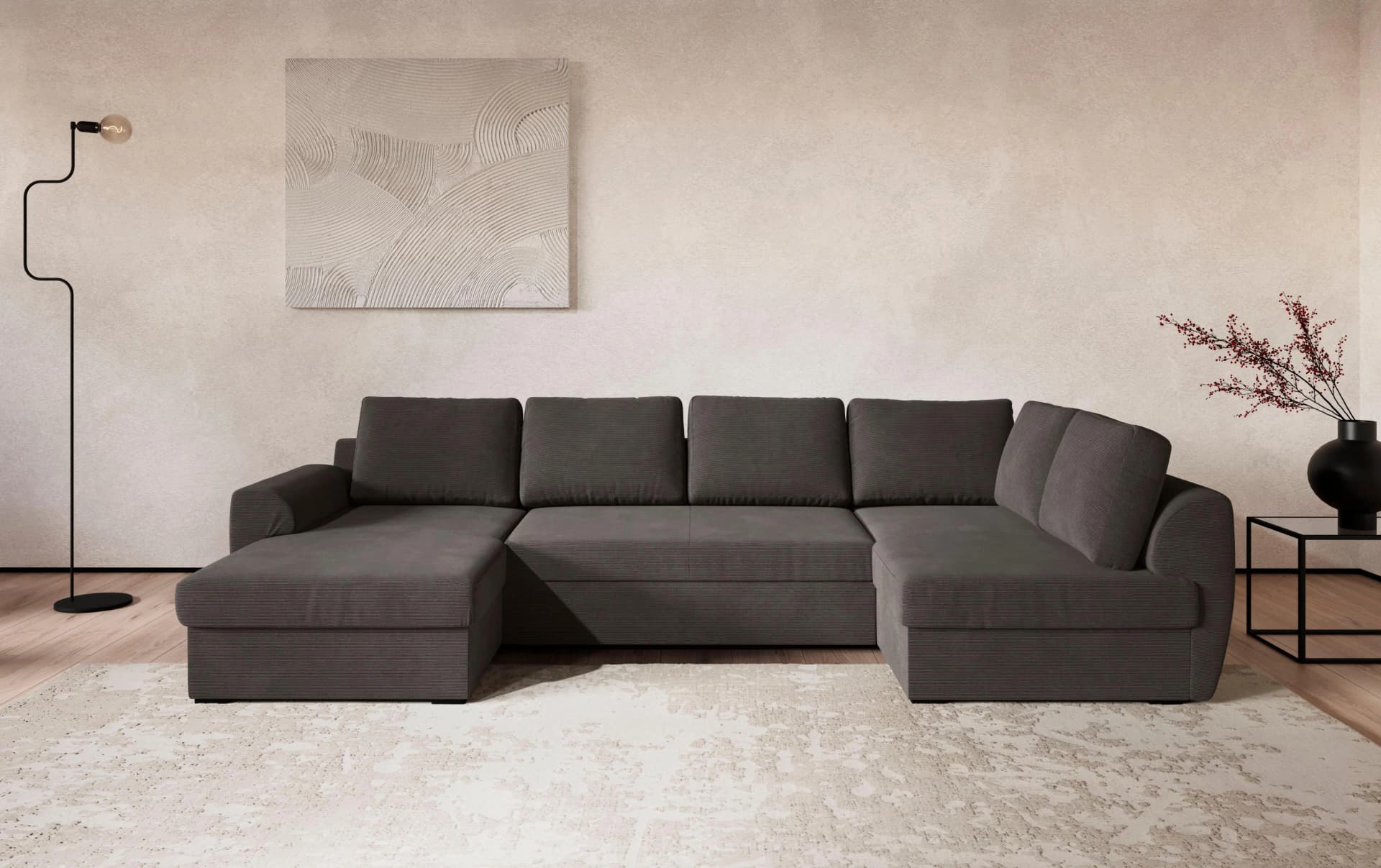 COTTA Wohnlandschaft Drift U-Form Recamiere Anthrazit