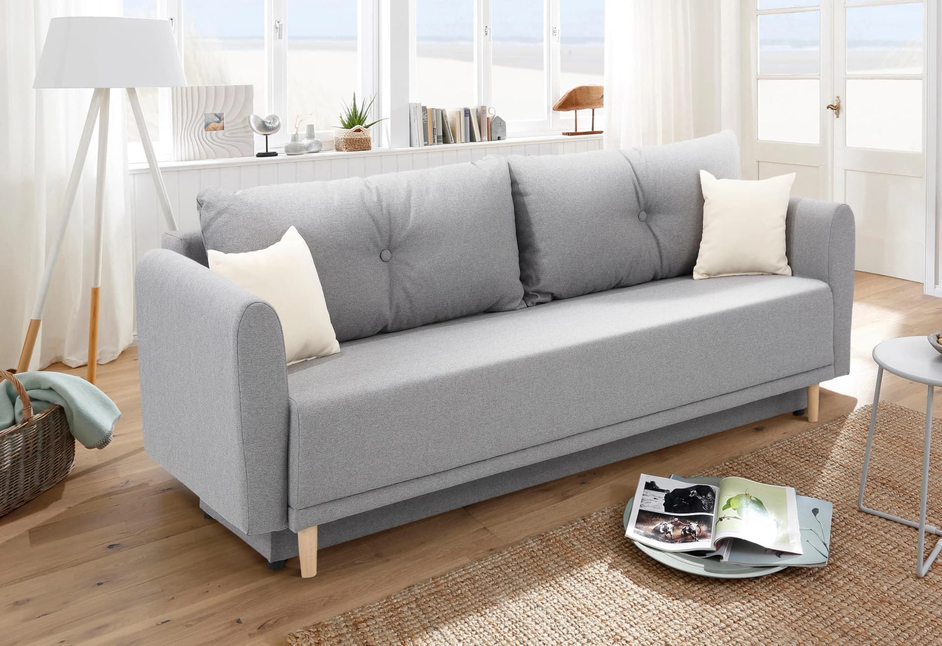 Home Affaire Schlafsofa Scandic Hellgrau mit Bettkasten