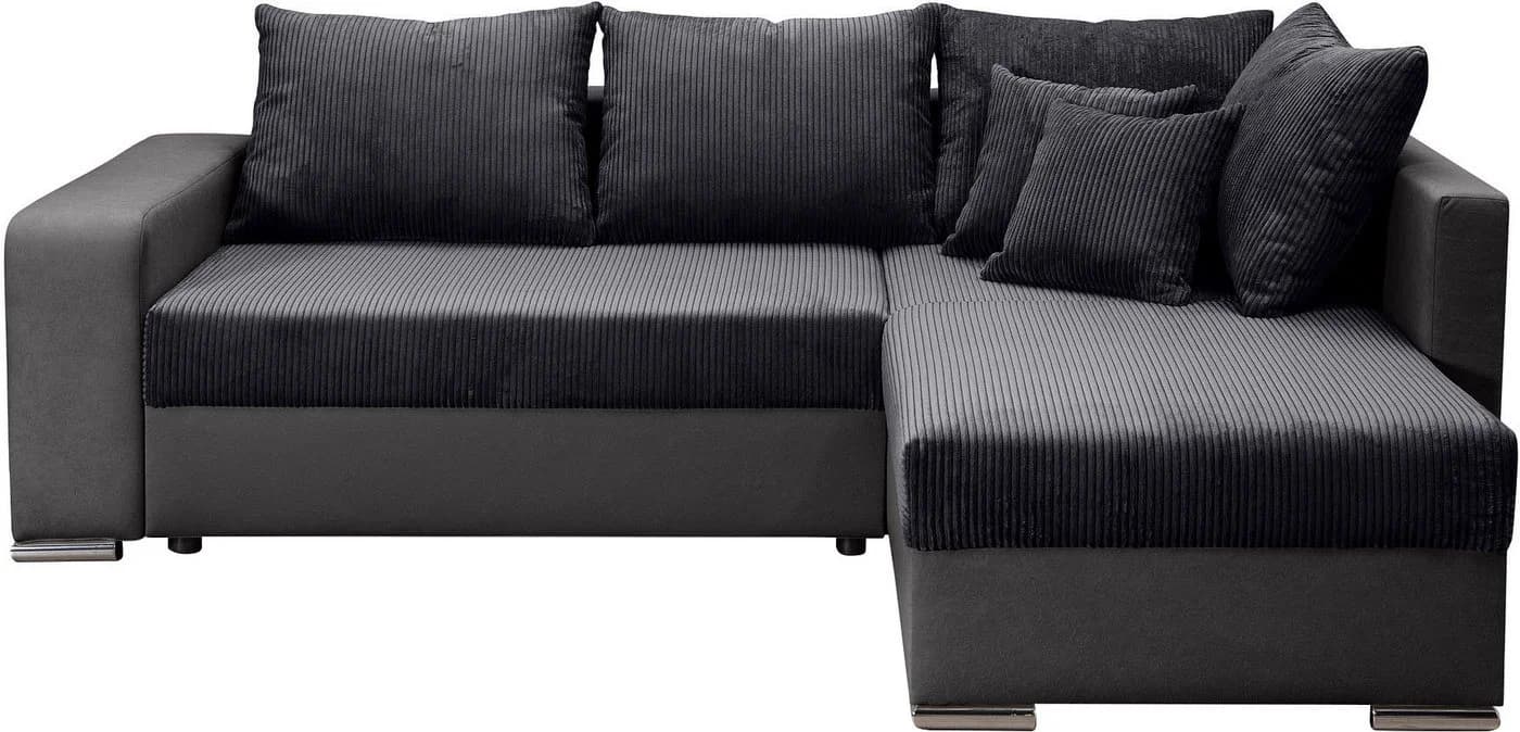 Ecksofa COLLECTION AB John L-Form Anthrazit mit Bettfunktion und Bettkasten