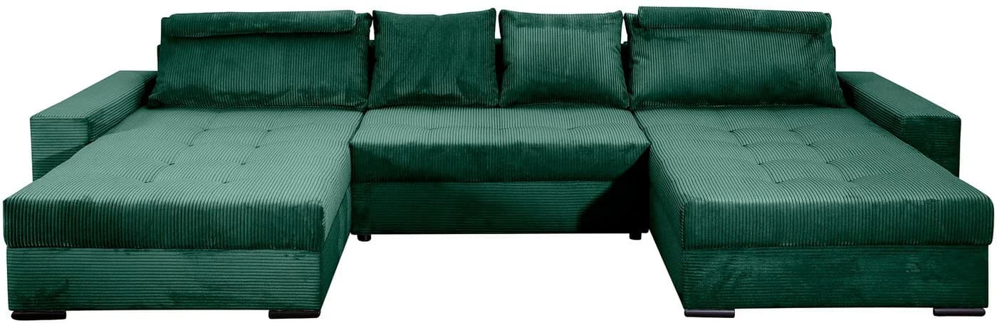 COLLECTION AB Wohnlandschaft Josy U-Form Dunkelgrün mit Bettfunktion