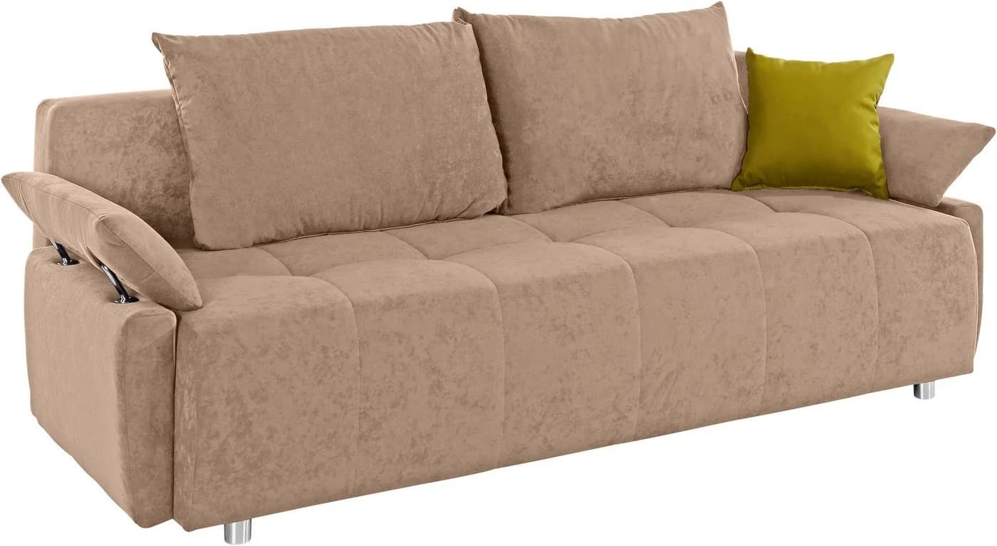 Collection AB Schlafsofa 3-Sitzer Funtastic hellbraun mit Bettkasten