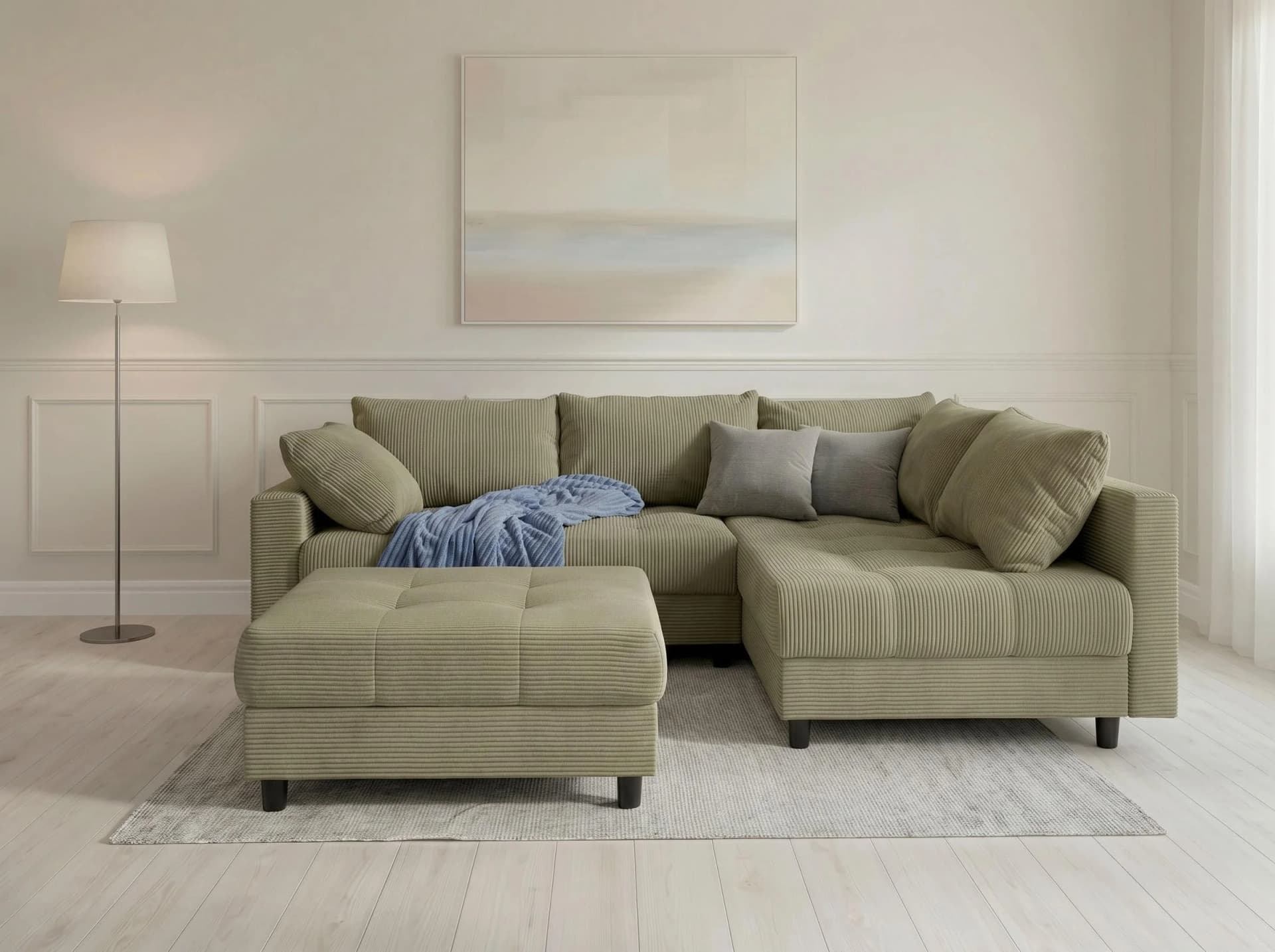 COLLECTION AB Ecksofa Antonia L-Form Olive Cord