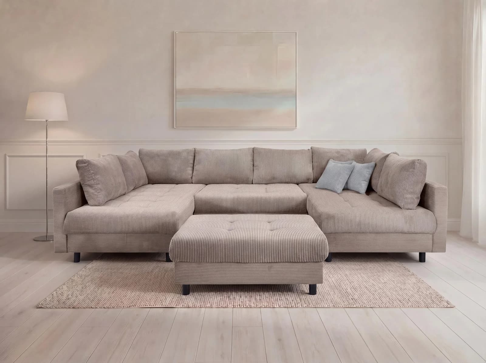 COLLECTION AB Wohnlandschaft Antonia U-Form Taupe Polyester Cord