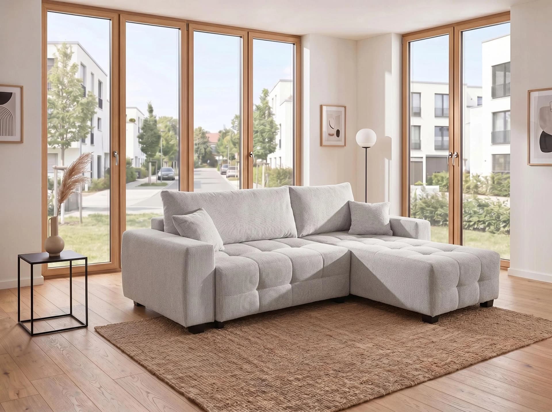 COLLECTION AB Ecksofa Bella L-Form silbergrau mit Schlaffunktion