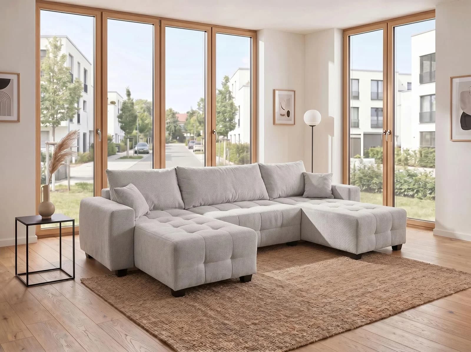 Collection AB Wohnlandschaft silbergrau mit Bettfunktion & Bettkasten