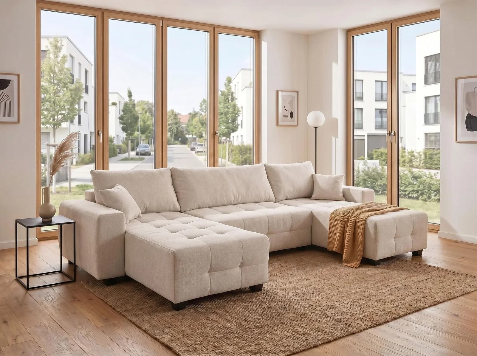 Wohnlandschaft COLLECTION AB Beige mit Bettfunktion & Bettkasten
