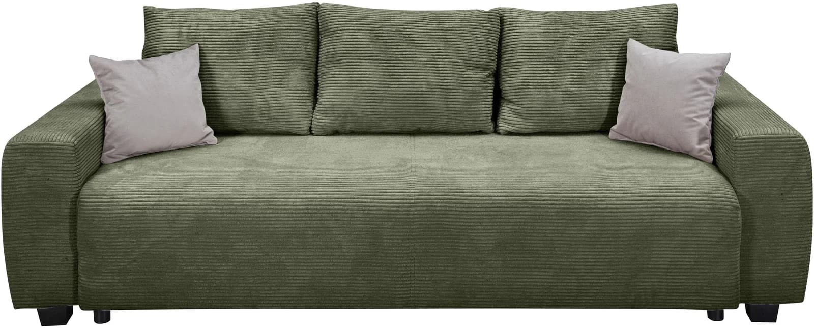Schlafsofa Bella mit Bettkasten olive grün