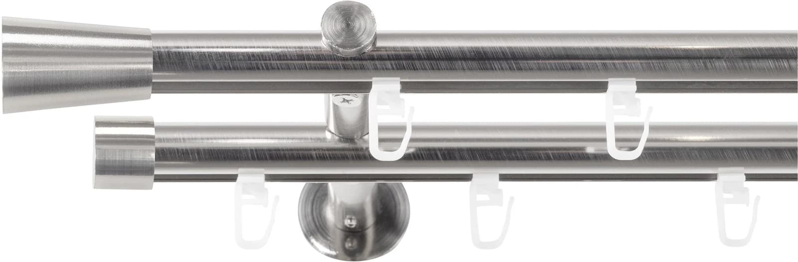 SN DECO GROUP Gardinenstange Silber 2-läufig Wandmontage