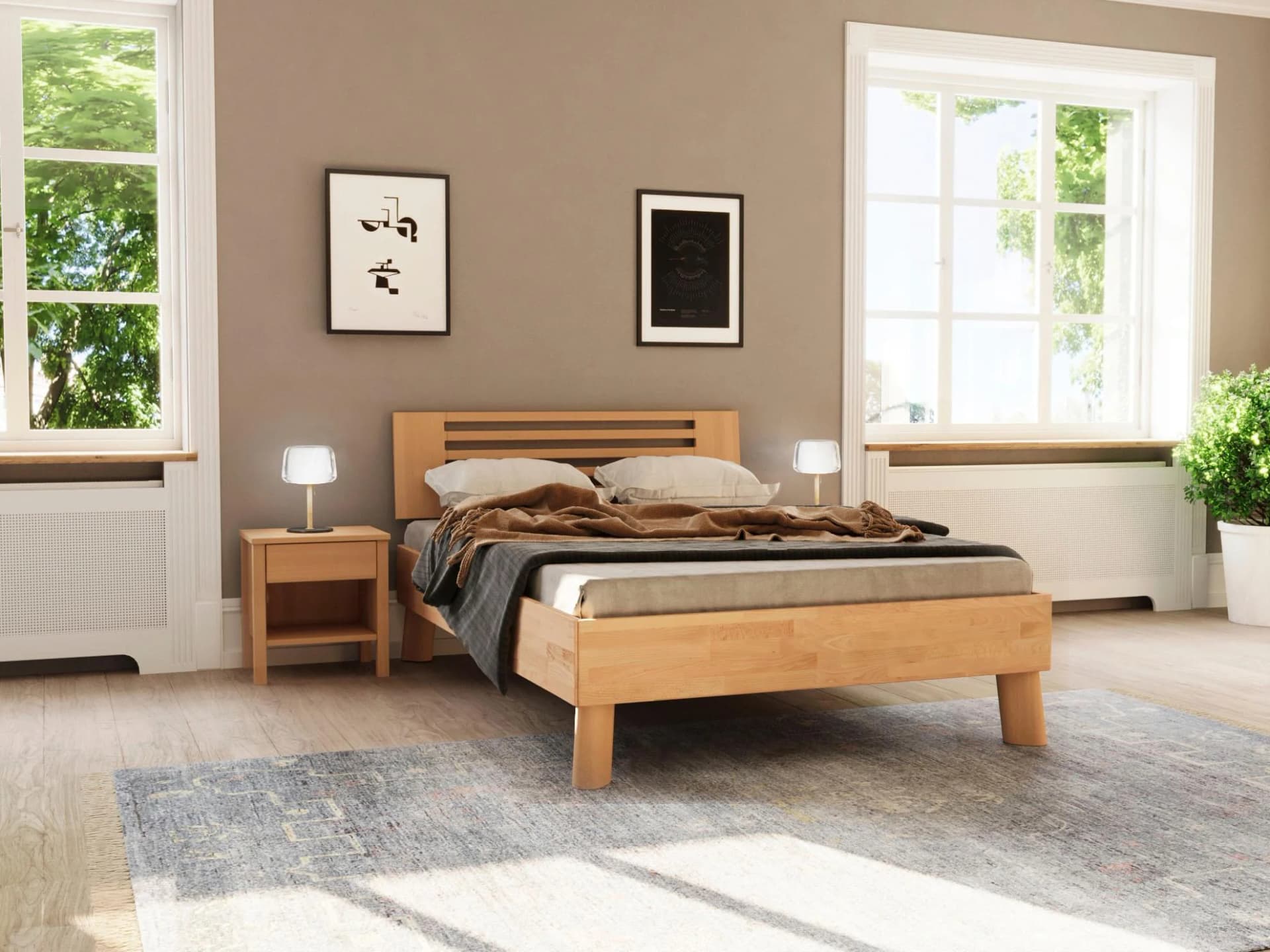 HOME AFFAIRE Chavot III Massivholzbett Kernbuche Beige