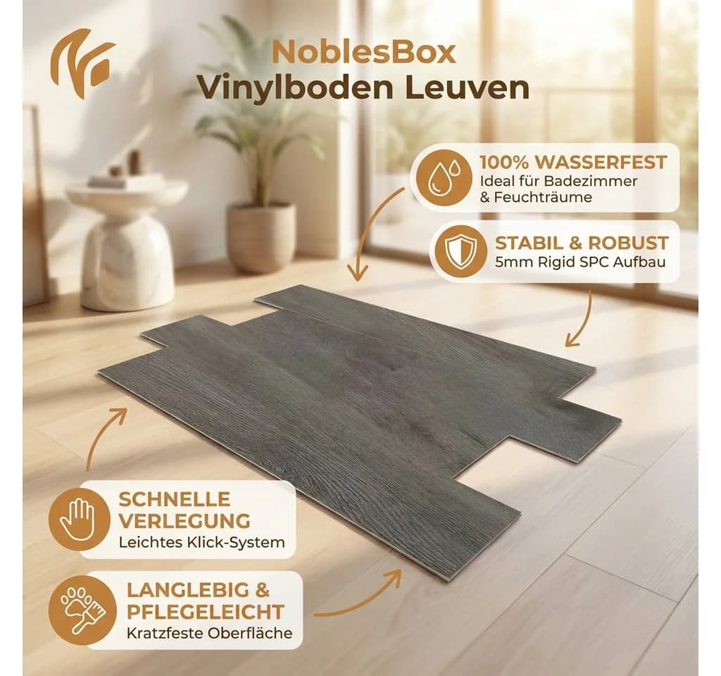 NoblesBox Designboden Klick Vinyl SPC Leuven Laurel Beige