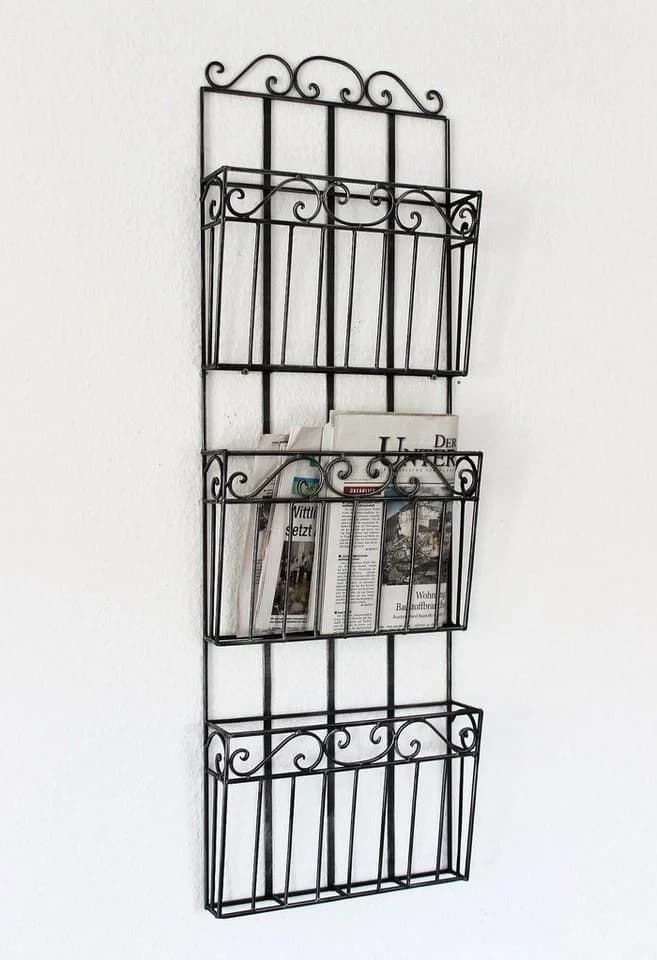 DanDiBo Zeitungsständer Wandregal Braun Metall