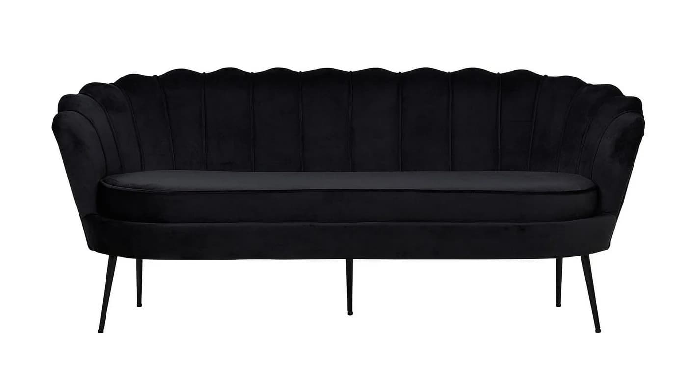 ebuy24 Sofa Nice 3 Personen Velour Schwarz Modern