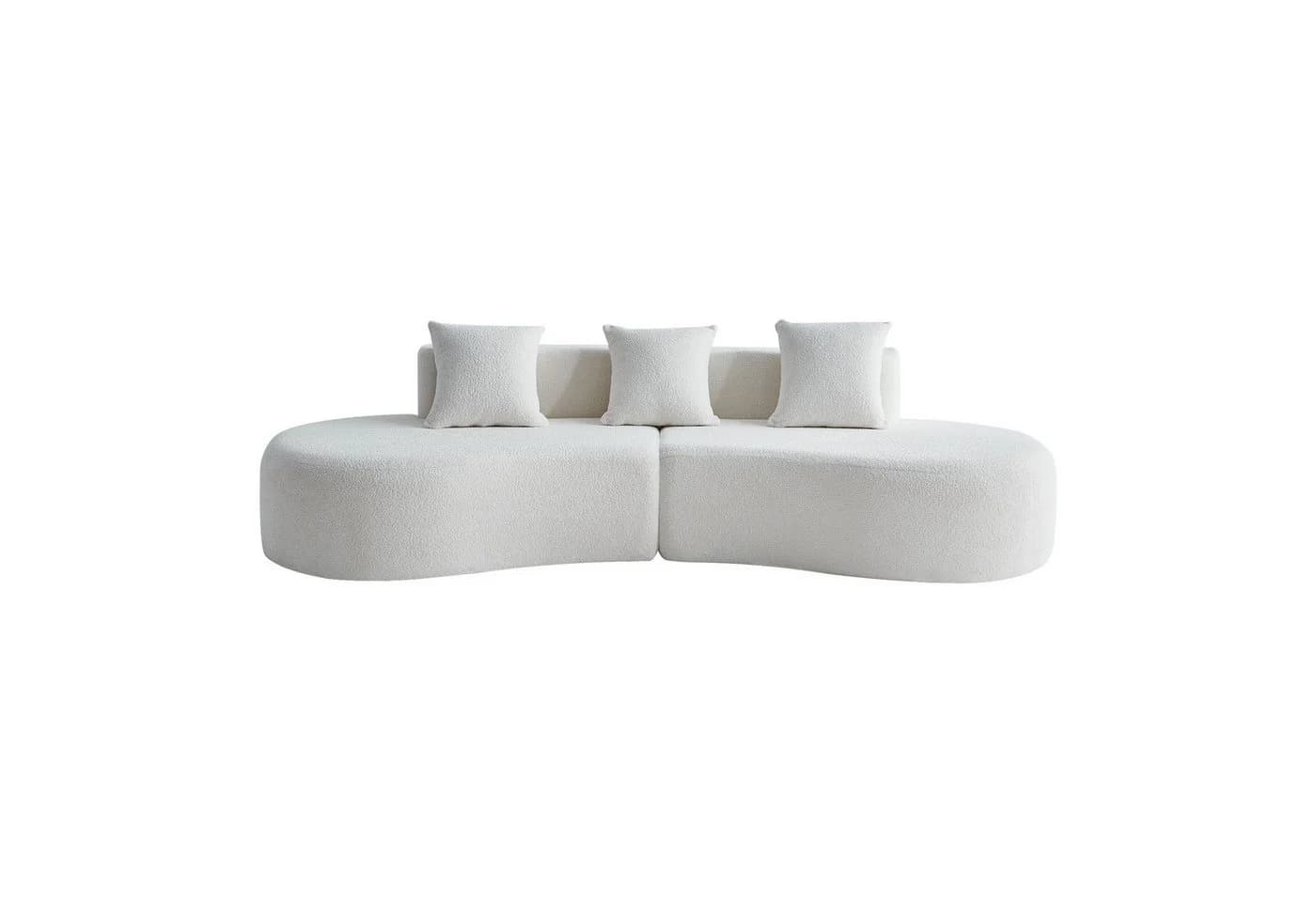 LVHOM Loungesofa 3-Sitzer Samt Weiß Geschwungenes Design
