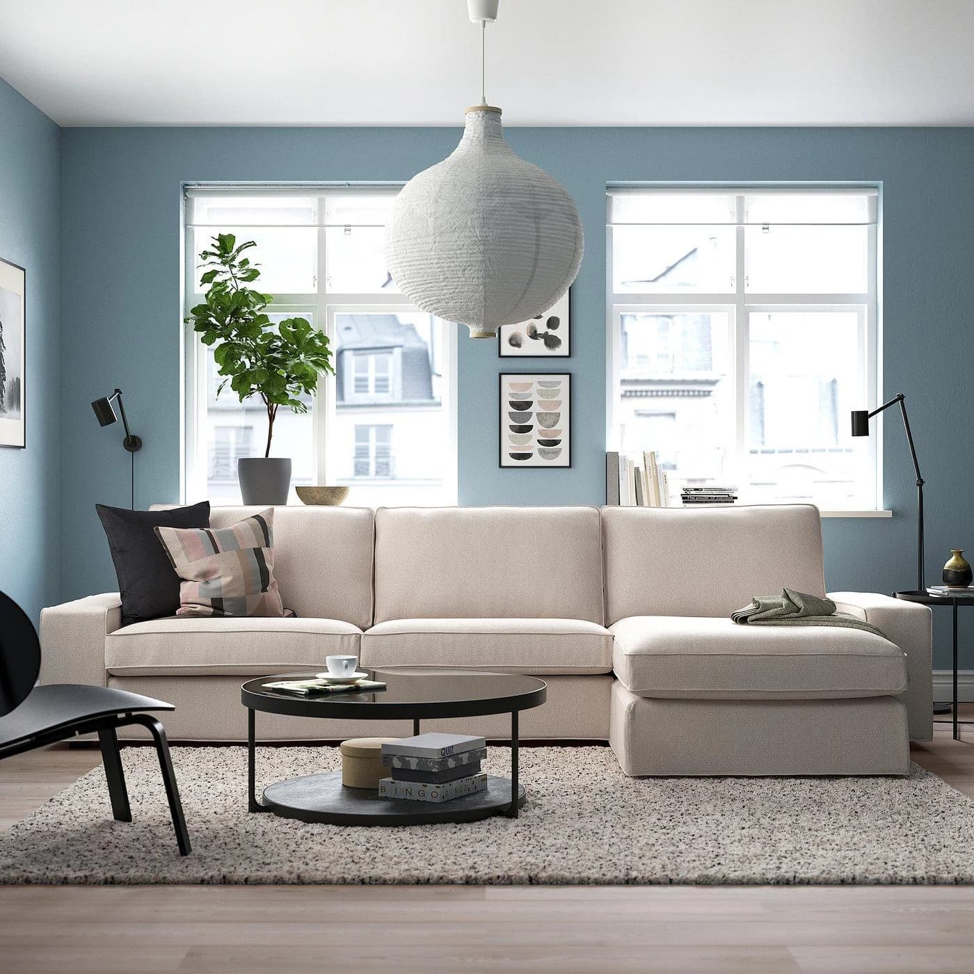 IKEA KIVIK 4er-Sofa mit Récamiere Beige