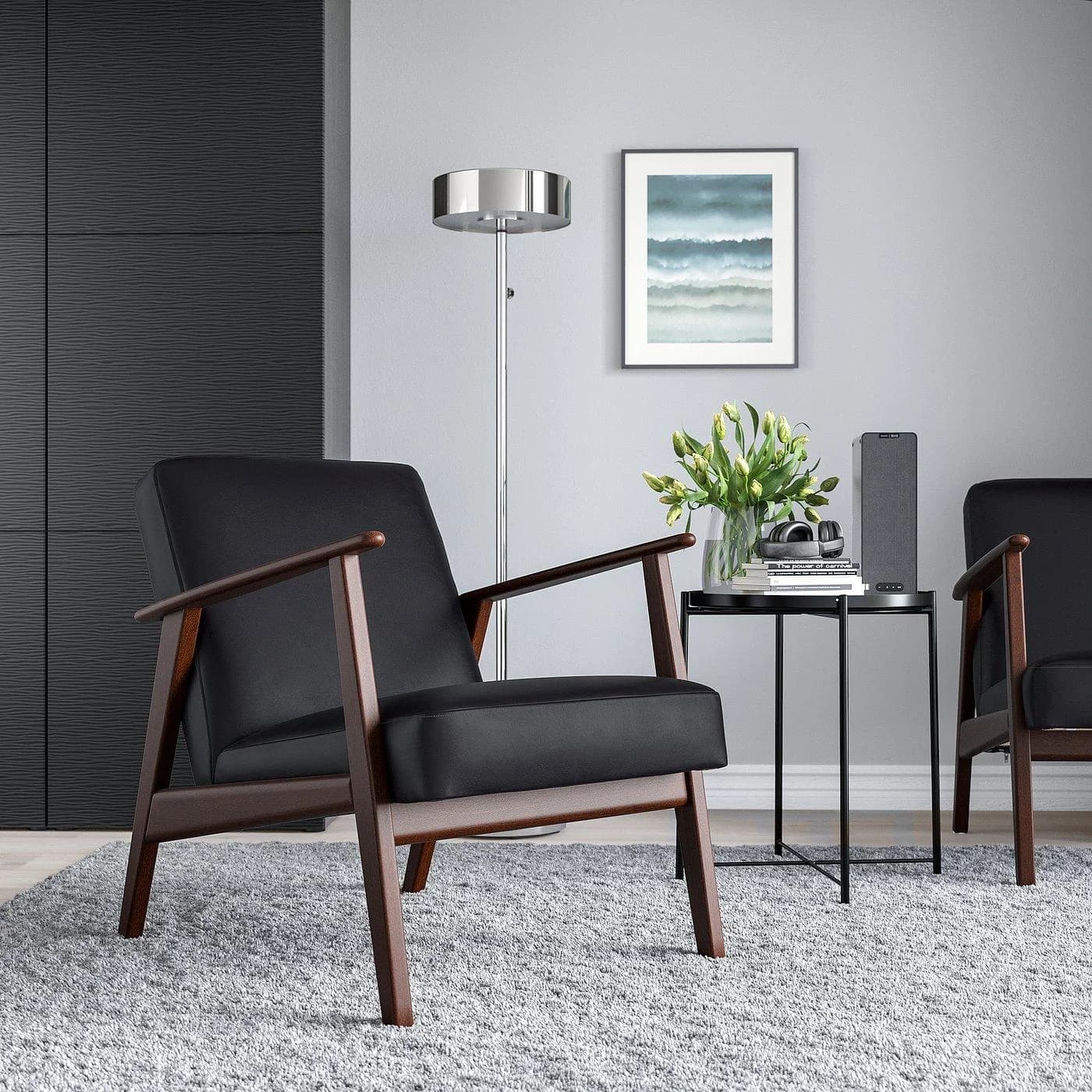 IKEA EKENÄSET Sessel Schwarz Retro Skandinavisch