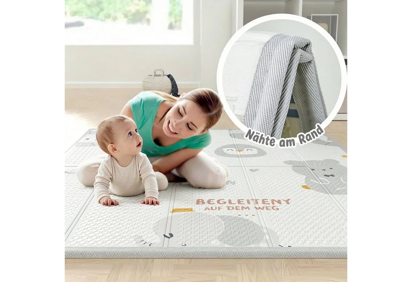 MC Star Laufstall Baby Grau mit Netzdesign und Matte