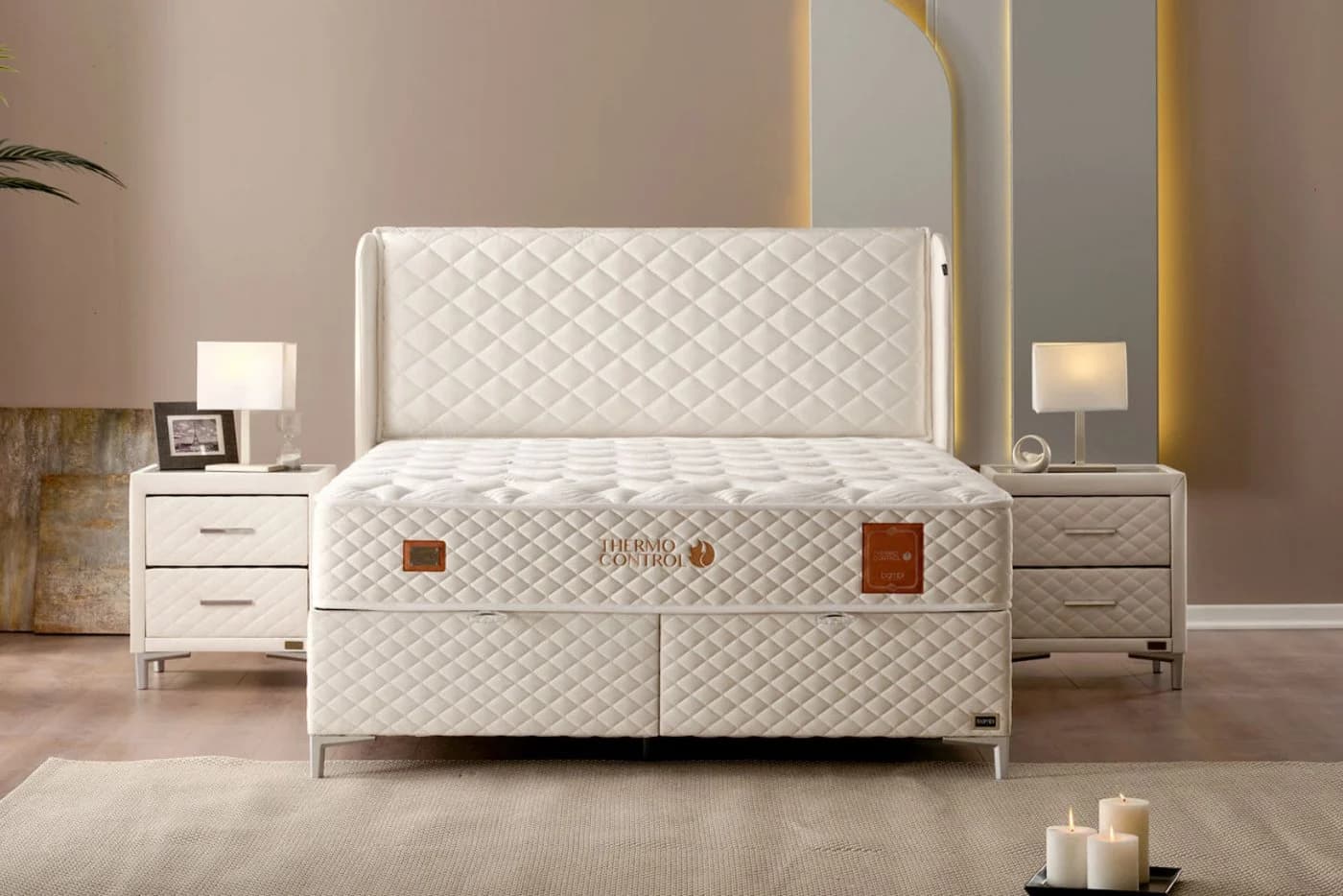 BAMBI YATAK Boxspringbett Bambi Thermo Control mit Bettkasten und Matratze H3