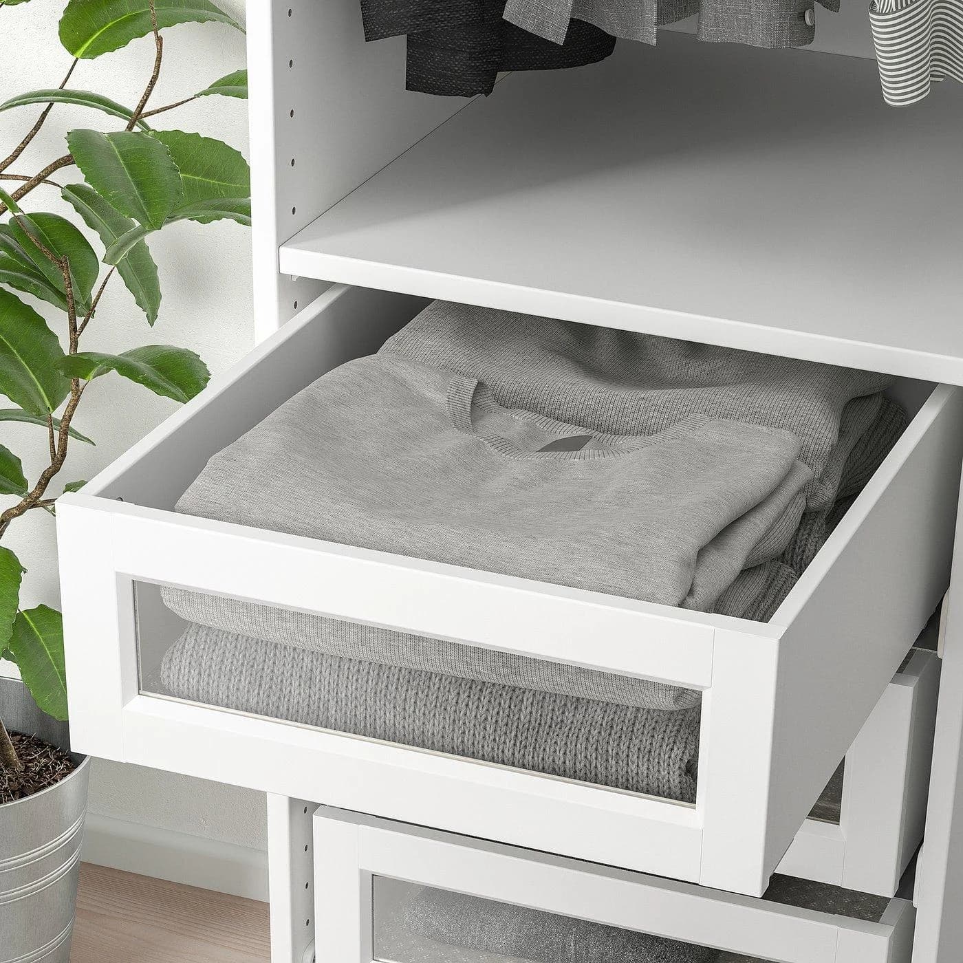 IKEA KOMPLEMENT Schublade mit Glasfrontrahmen Weiß