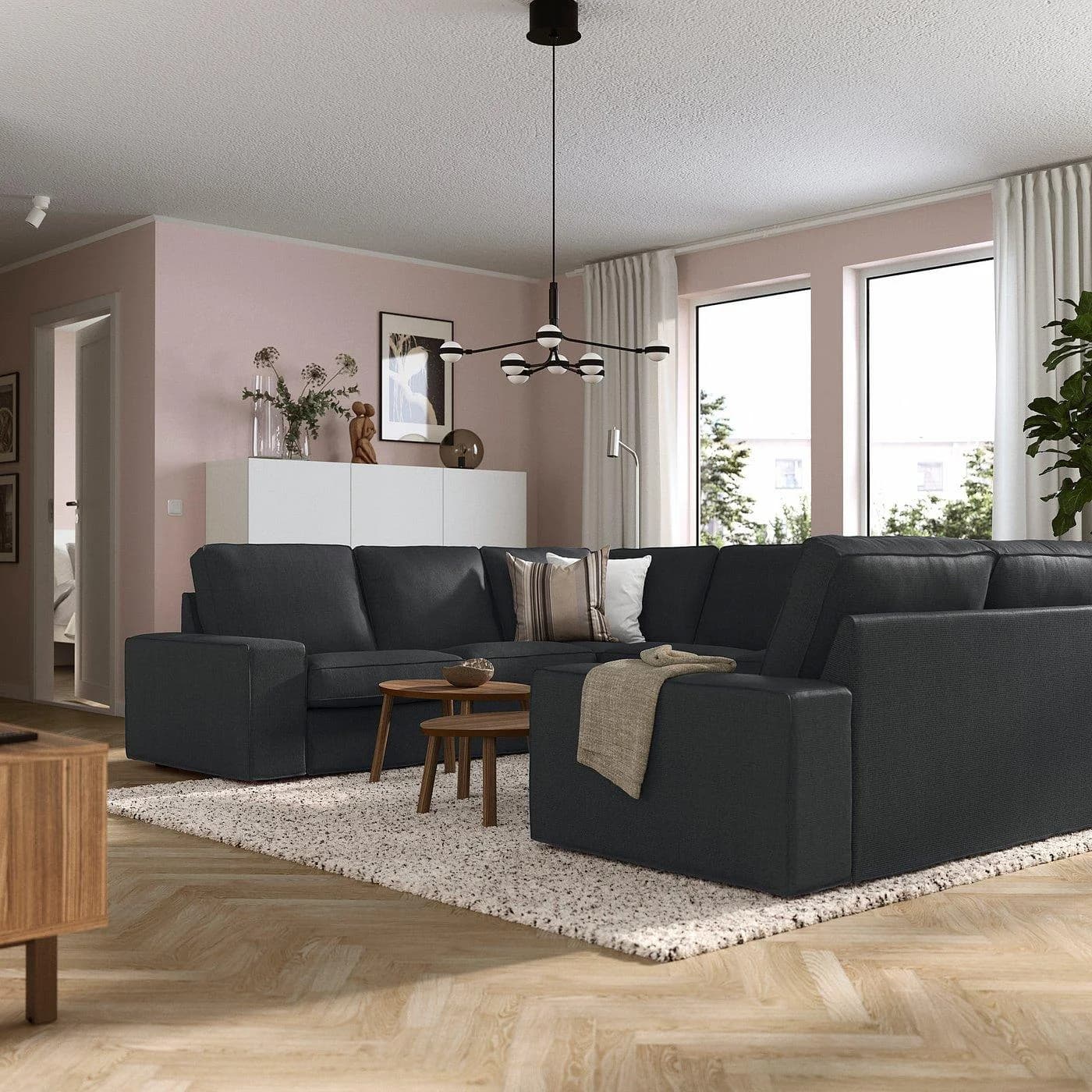 IKEA KIVIK Sofa U-Form 6-sitzig Dunkelgrau