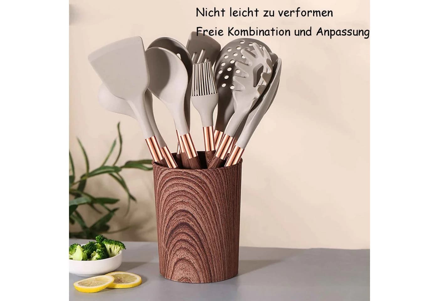 KINSI Kochbesteckhalter Silikon-Kochgeschirr 10-teiliges Set