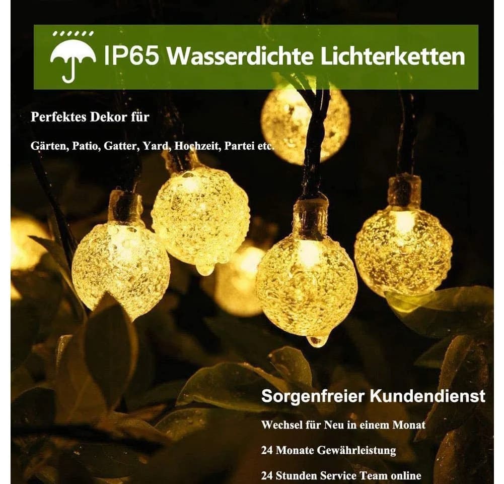 Solarbetriebene LED-Lichterkette für Outdoor-Dekoration