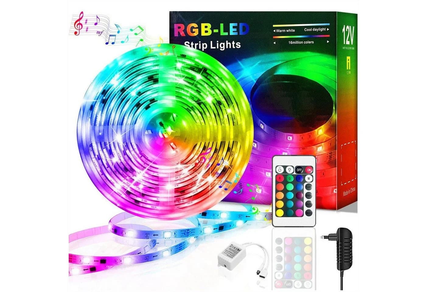 KINSI LED Stripe RGB LED-Lichtband 5-20m 18 Lichter/M Infrarot-Fernbedienung