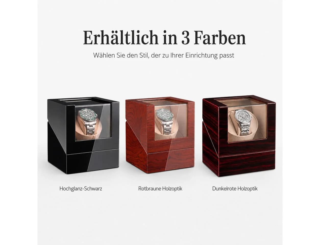 Tekoo Uhrenbeweger Automatischer Uhrenbeweger für 1 Uhr Holzoptik Leise & USB Kompakt
