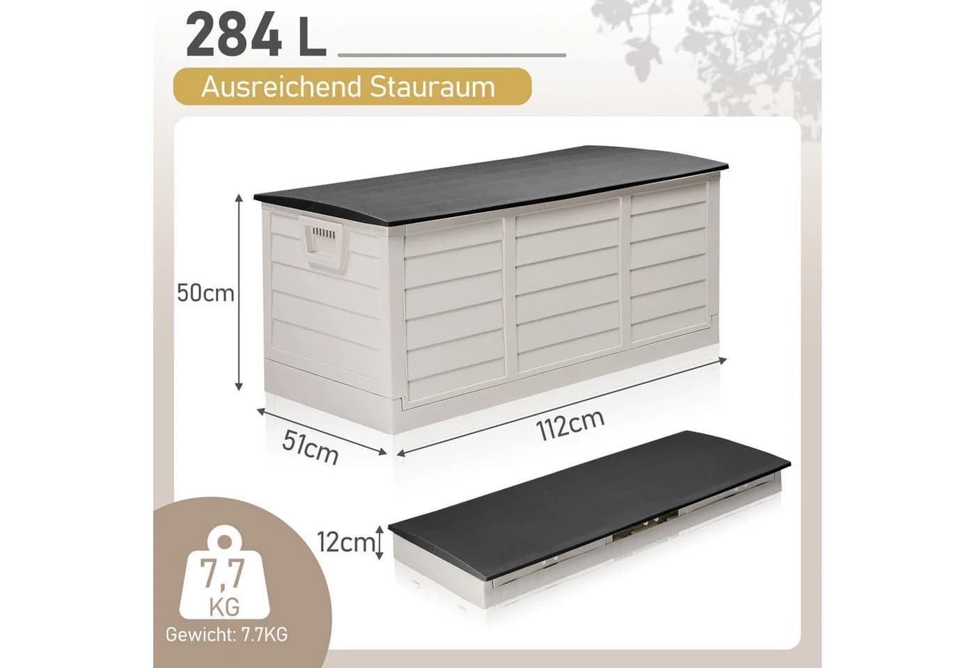 LALAHO Gartenbox mit Rollen Wasserdicht 280 L Kunststoff