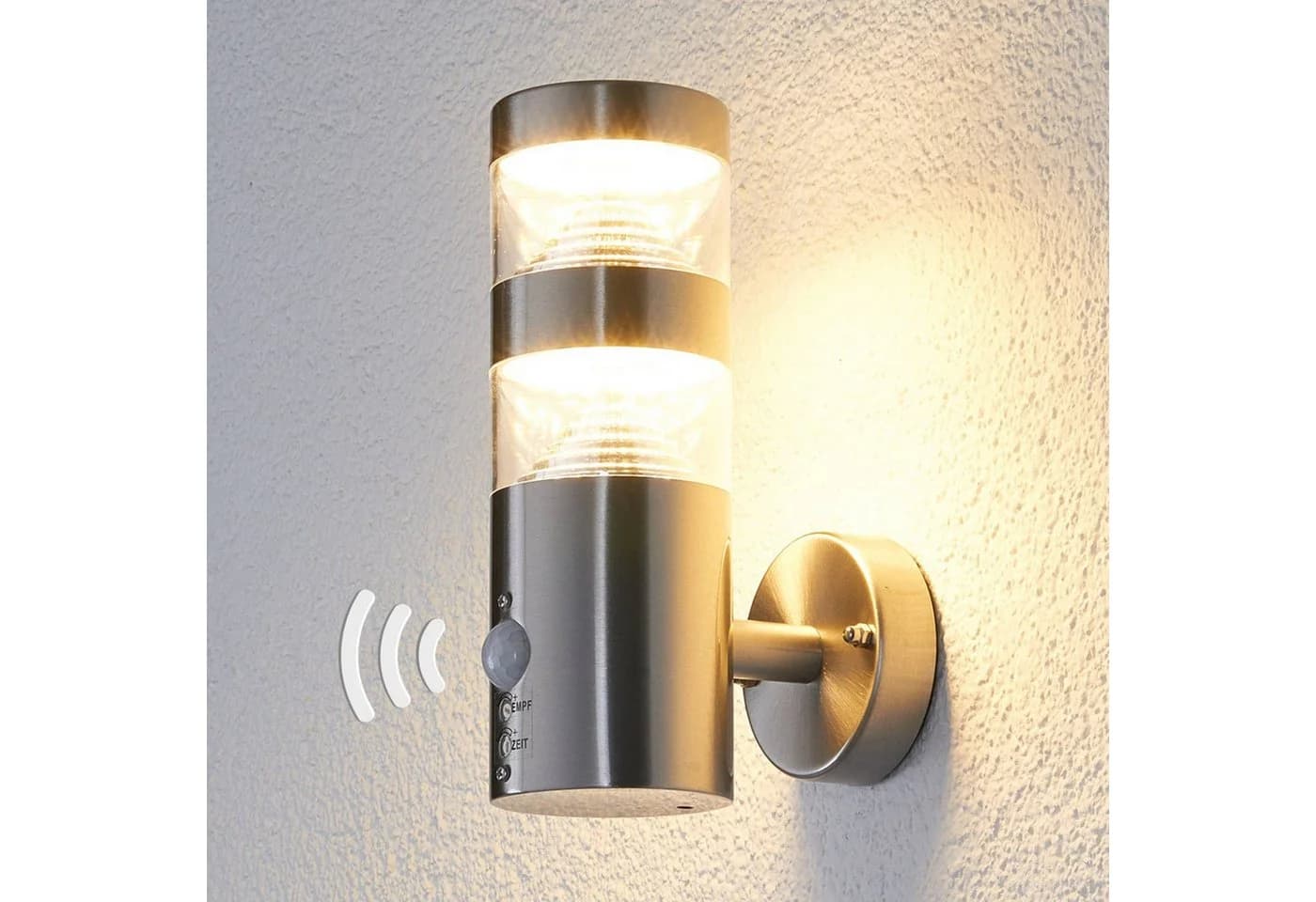 Lindby Außen-Wandleuchte Lanea LED 9W warmweiß mit Bewegungsmelder