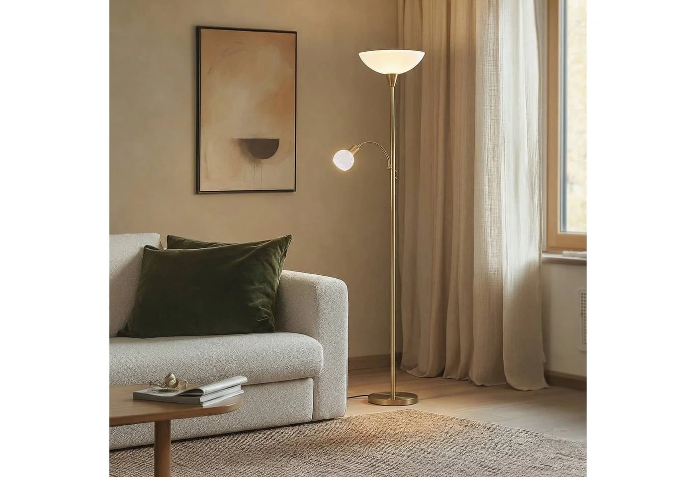 Lindby Stehlampe Elaina Messing 183 cm LED