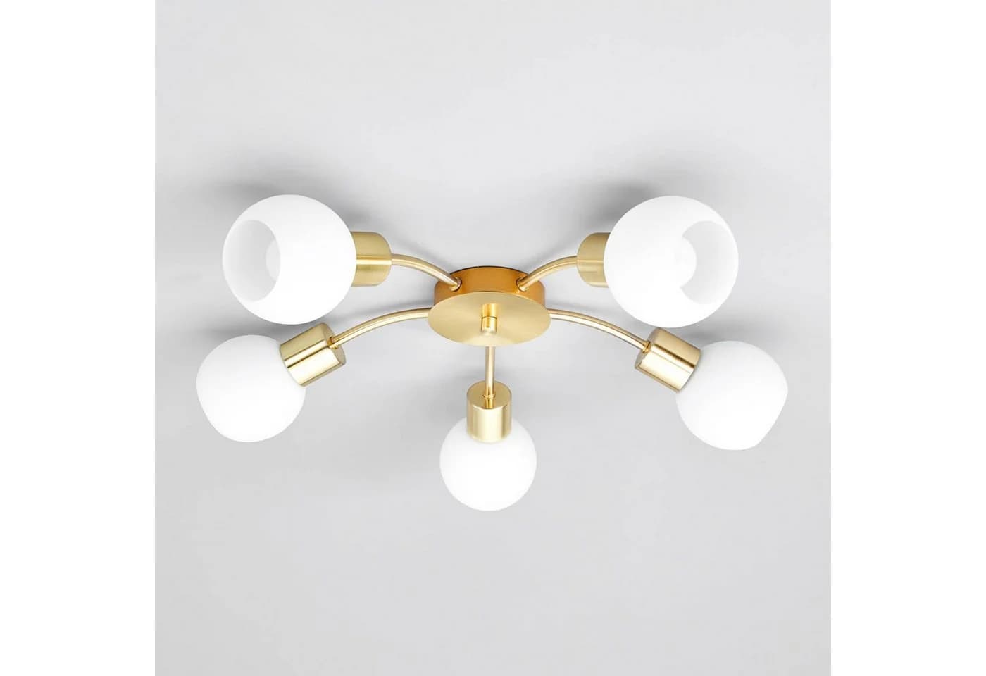 Lindby Deckenlampe Elaina Ø54cm 5-flg. Messing Glas E14