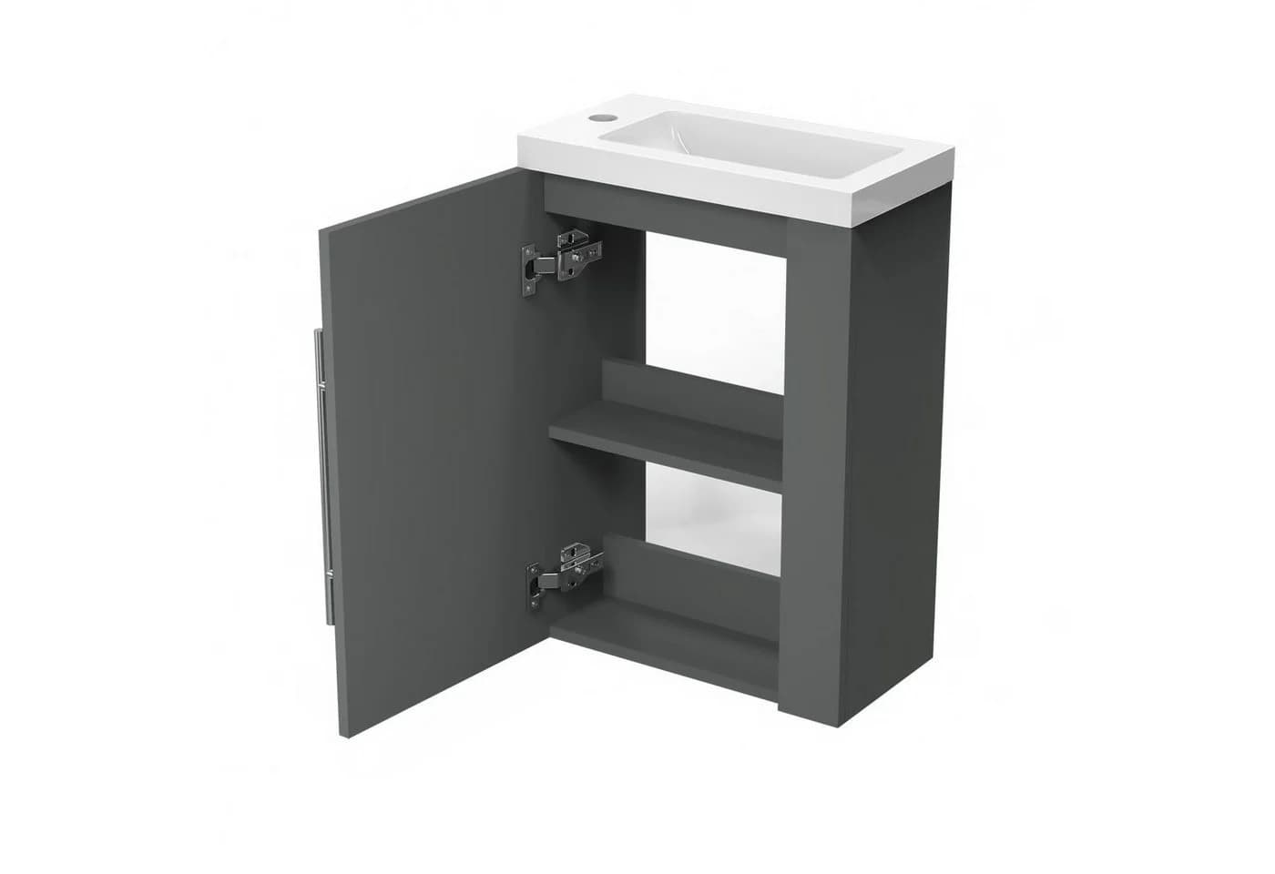 duschspa Waschtisch 45 cm Anthrazit mit Unterschrank und Softclose