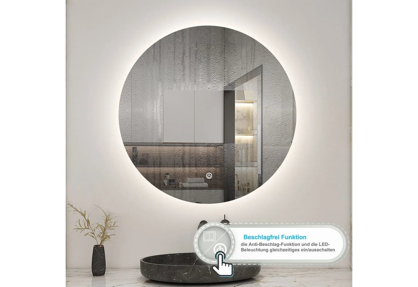 Aica Badspiegel mit LED-Beleuchtung Wandspiegel Kosmetikspiegel