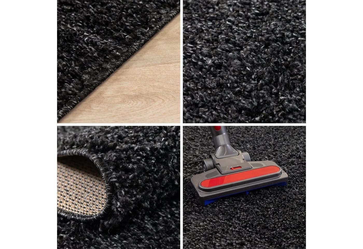 SIMPEX24 Teppich Unicolor Rund Anthrazit Shaggy 30mm